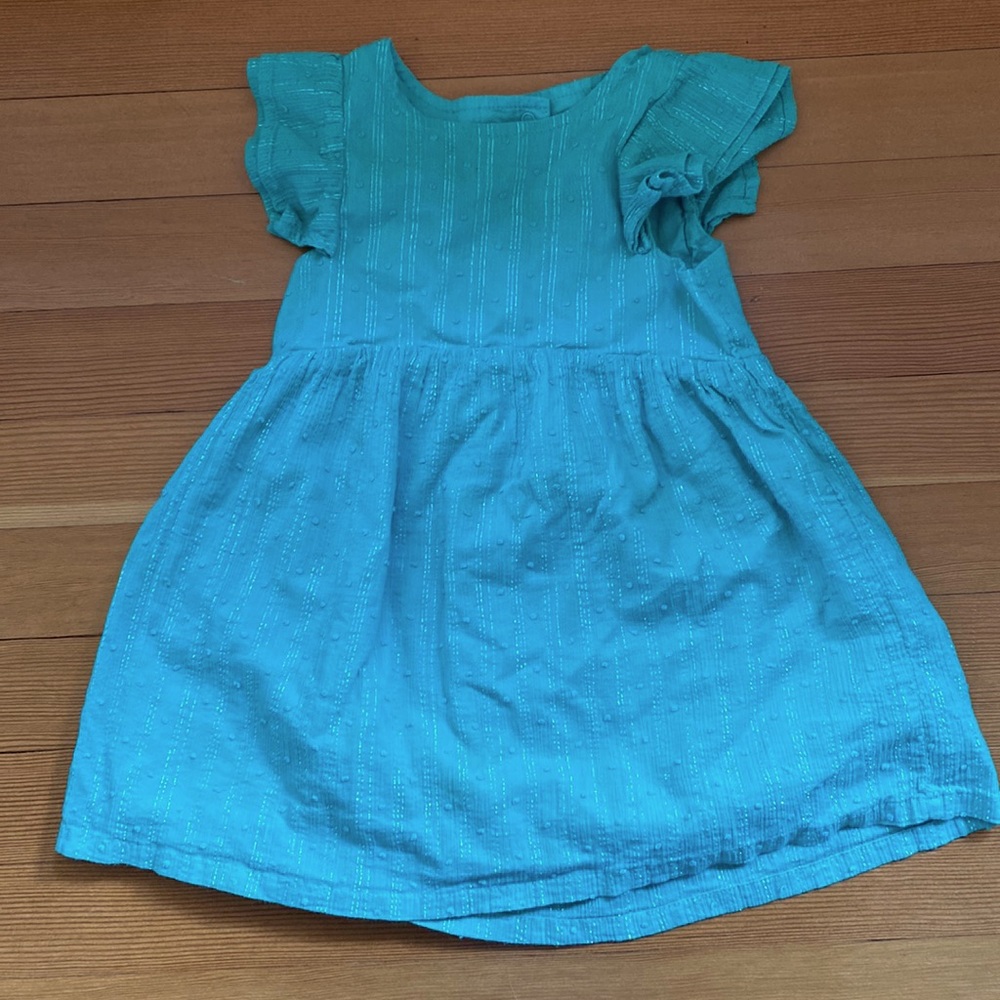 Green cat and Jack dress with silver thread